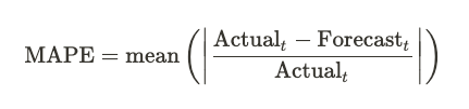 The definition of MAPE. The mean is taken over all timesteps t.